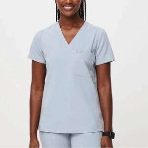 Figs Dusty Blue Catarina Scrub Top